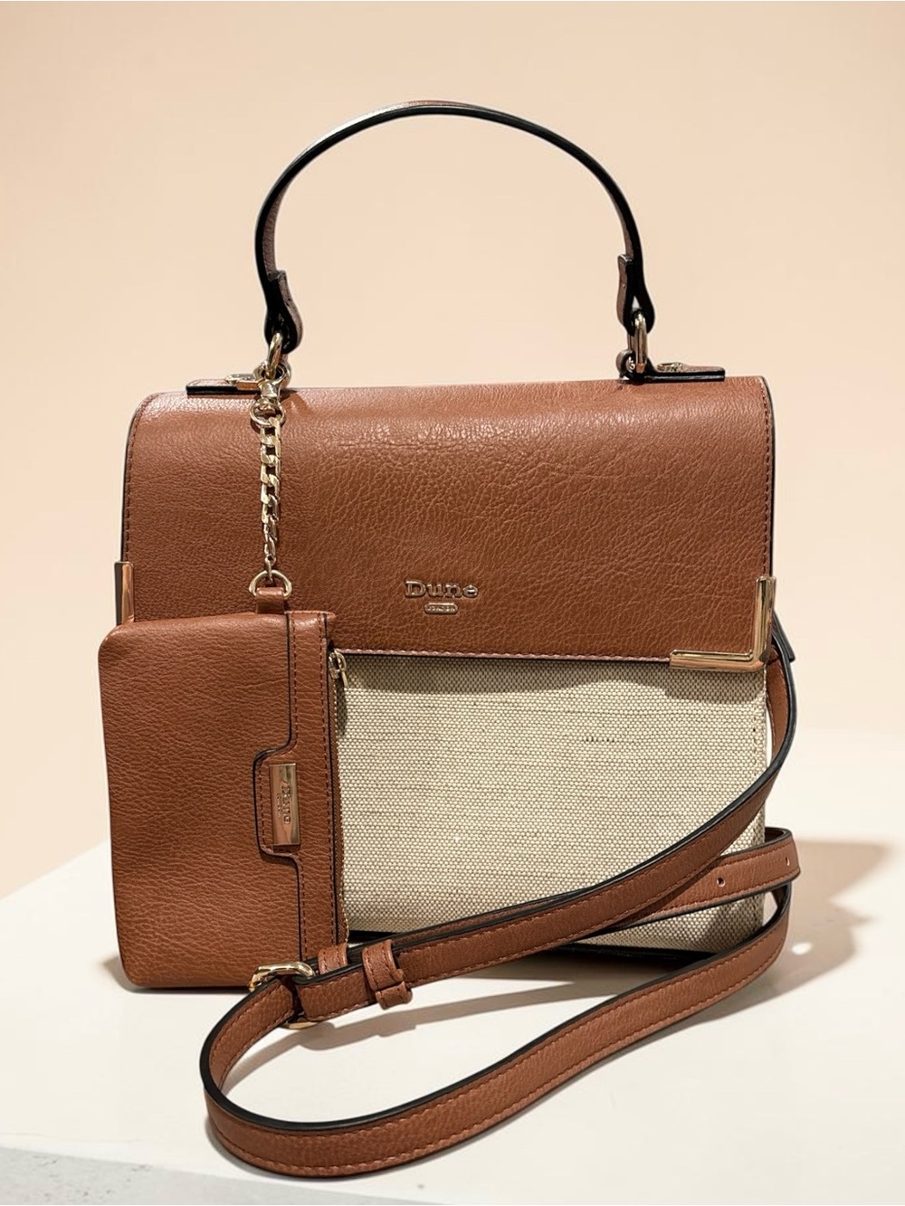 Dune London Structured Top-Handle Satchel Bag with Matching Coin Purse Pouch